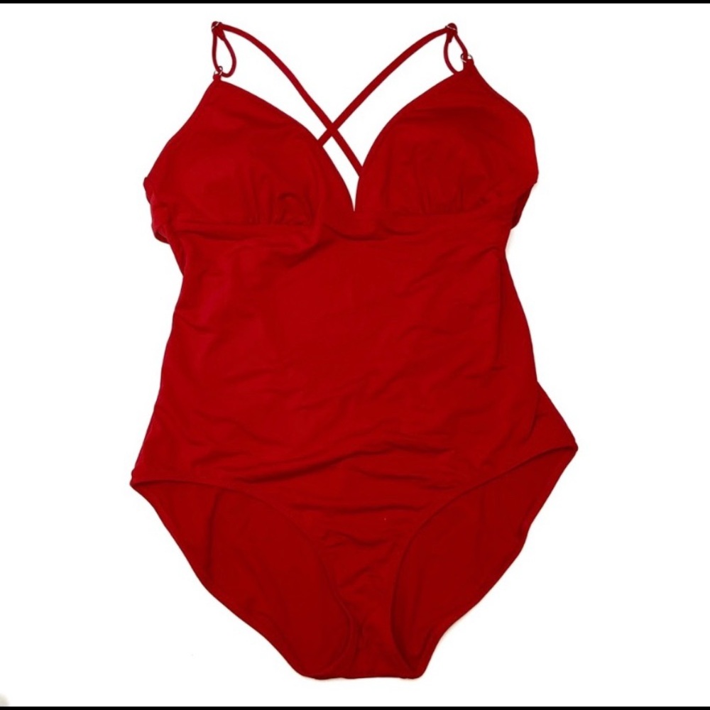 NWT Athleta Loop Back One Piece Kihei Red- Sz: L - Picture 3 of 10